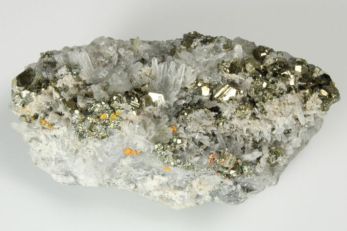 Orange Orpiment on Quartz and Pyrite - Peru #187353